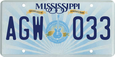 MS license plate AGW033