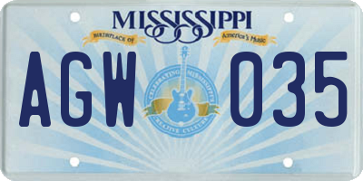 MS license plate AGW035