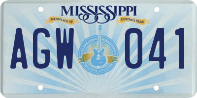 MS license plate AGW041