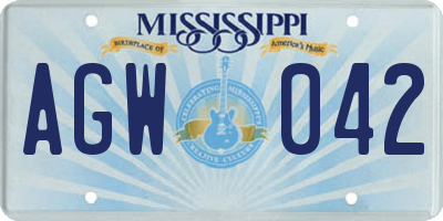 MS license plate AGW042