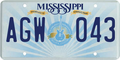 MS license plate AGW043