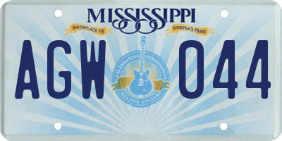 MS license plate AGW044