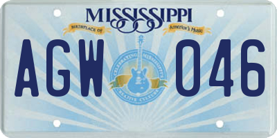 MS license plate AGW046