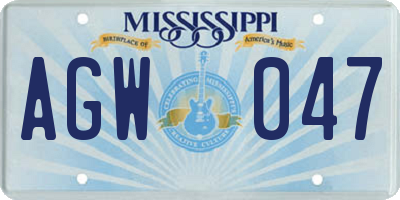 MS license plate AGW047
