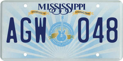MS license plate AGW048
