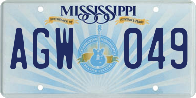 MS license plate AGW049