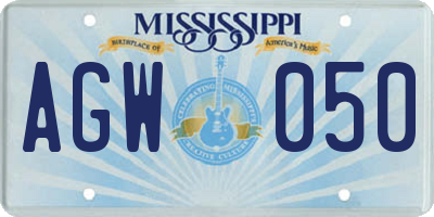 MS license plate AGW050
