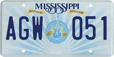 MS license plate AGW051