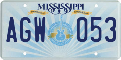 MS license plate AGW053