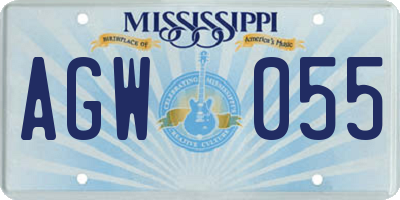 MS license plate AGW055