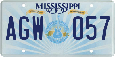 MS license plate AGW057