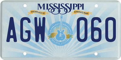 MS license plate AGW060