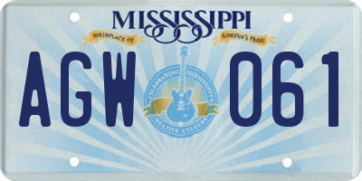 MS license plate AGW061