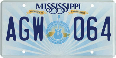 MS license plate AGW064