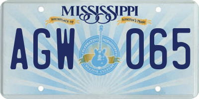 MS license plate AGW065