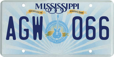 MS license plate AGW066