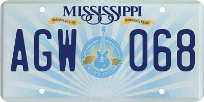 MS license plate AGW068
