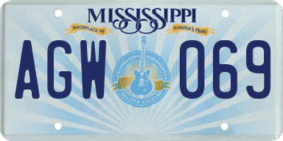 MS license plate AGW069