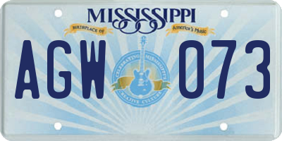 MS license plate AGW073