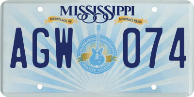 MS license plate AGW074
