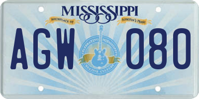 MS license plate AGW080