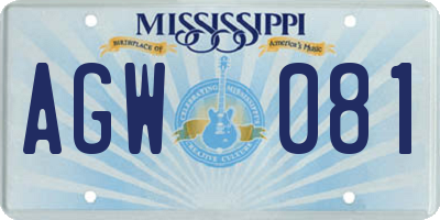 MS license plate AGW081