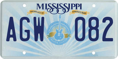 MS license plate AGW082