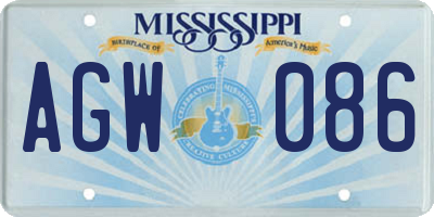 MS license plate AGW086