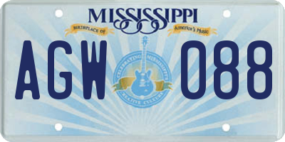 MS license plate AGW088