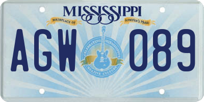 MS license plate AGW089