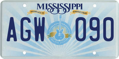 MS license plate AGW090