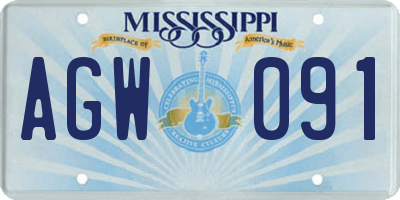 MS license plate AGW091