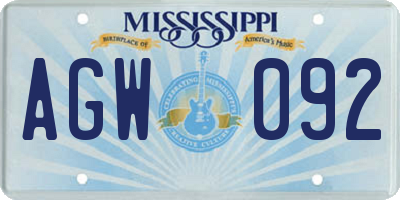 MS license plate AGW092