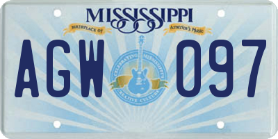 MS license plate AGW097