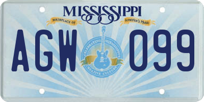 MS license plate AGW099