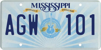 MS license plate AGW101