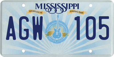 MS license plate AGW105