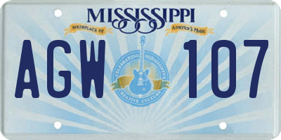 MS license plate AGW107