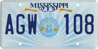 MS license plate AGW108