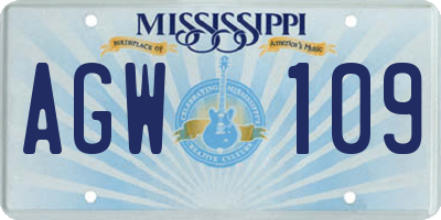 MS license plate AGW109