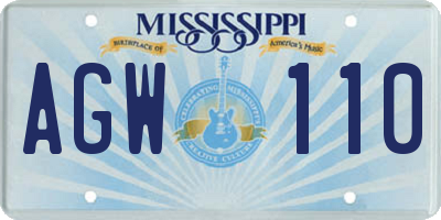 MS license plate AGW110