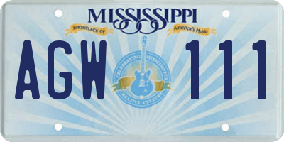 MS license plate AGW111
