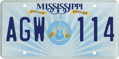 MS license plate AGW114