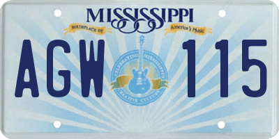 MS license plate AGW115