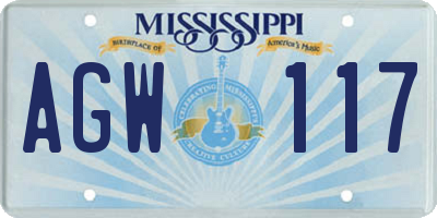 MS license plate AGW117