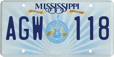 MS license plate AGW118