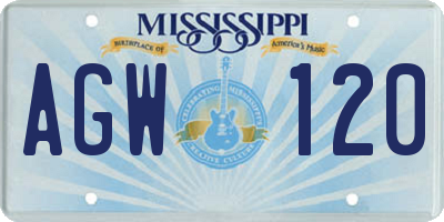 MS license plate AGW120