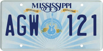 MS license plate AGW121