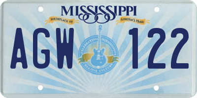 MS license plate AGW122