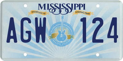 MS license plate AGW124